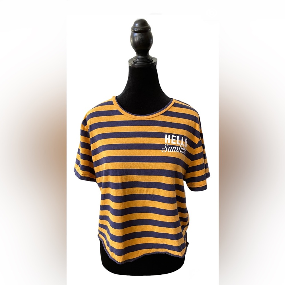 Rebellious One: Navy Blue and Mustard Yellow Crop Top